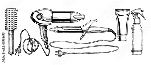Set of hairdressers tools.
