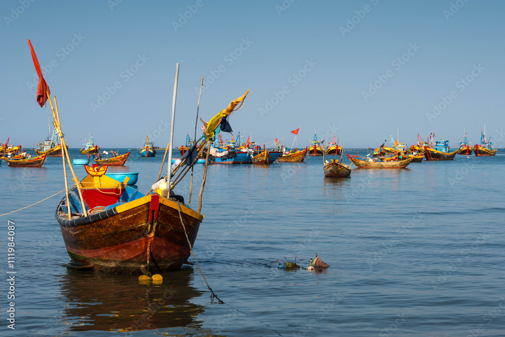 Colorful traditional fishing boats