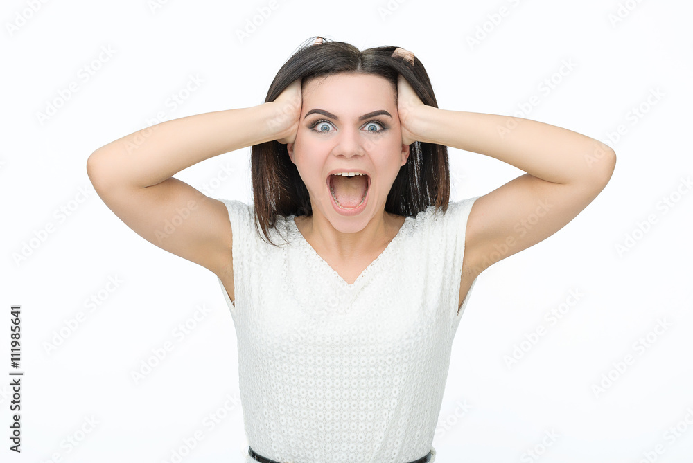 Screaming young woman