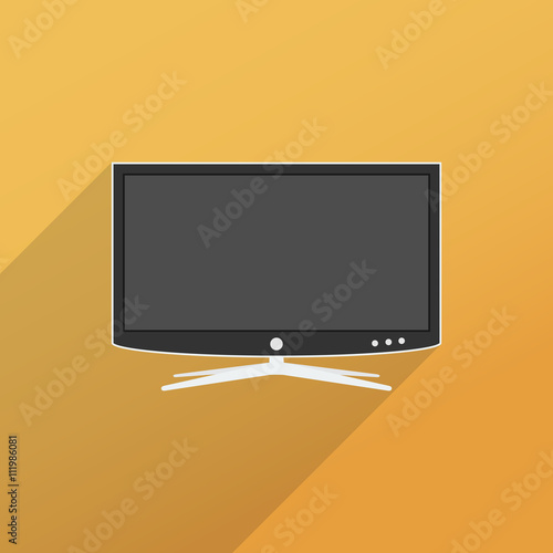 LCD TV icon with long shadow