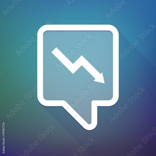 Long shadow tooltip icon on a gradient background  with a descen photo