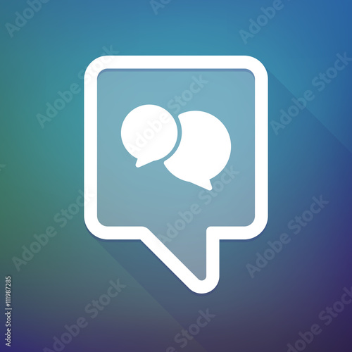 Long shadow tooltip icon on a gradient background  with  comic b