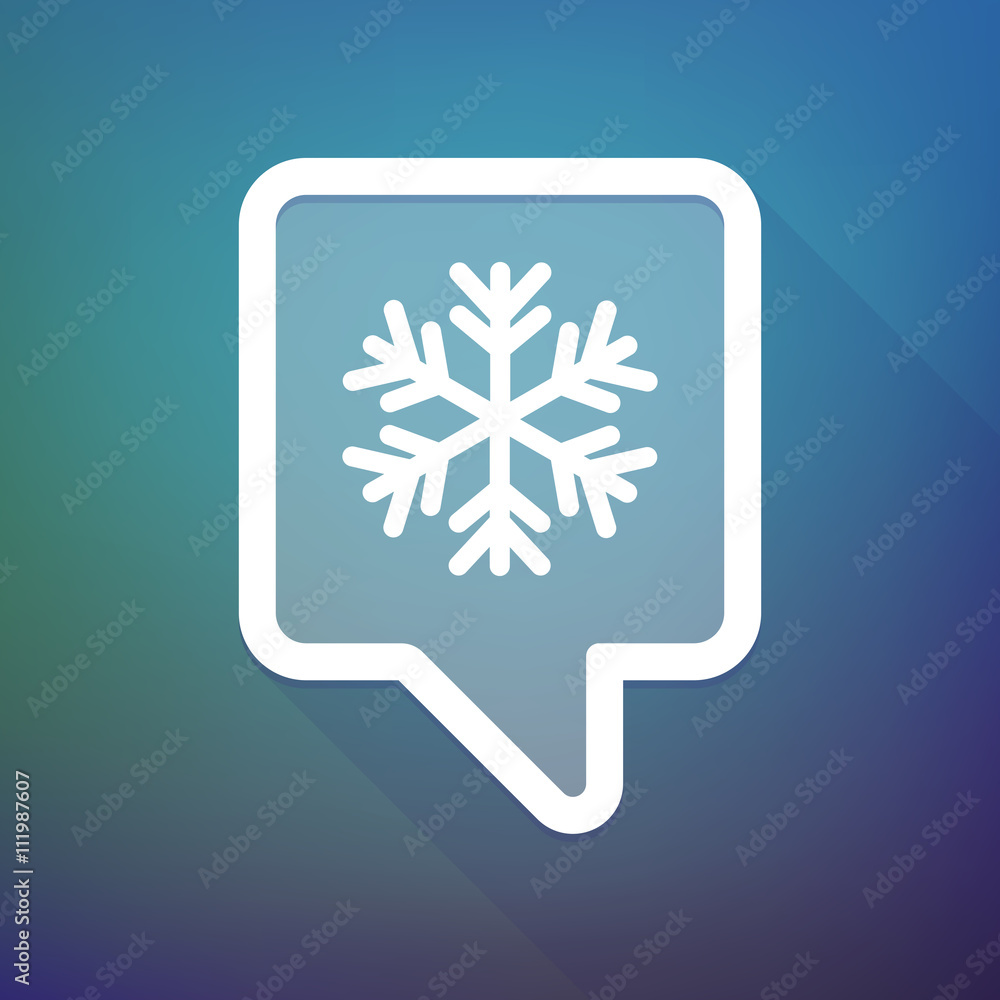 Long shadow tooltip icon on a gradient background with a snow f Long shadow tooltip icon on a gradient background with a snow f