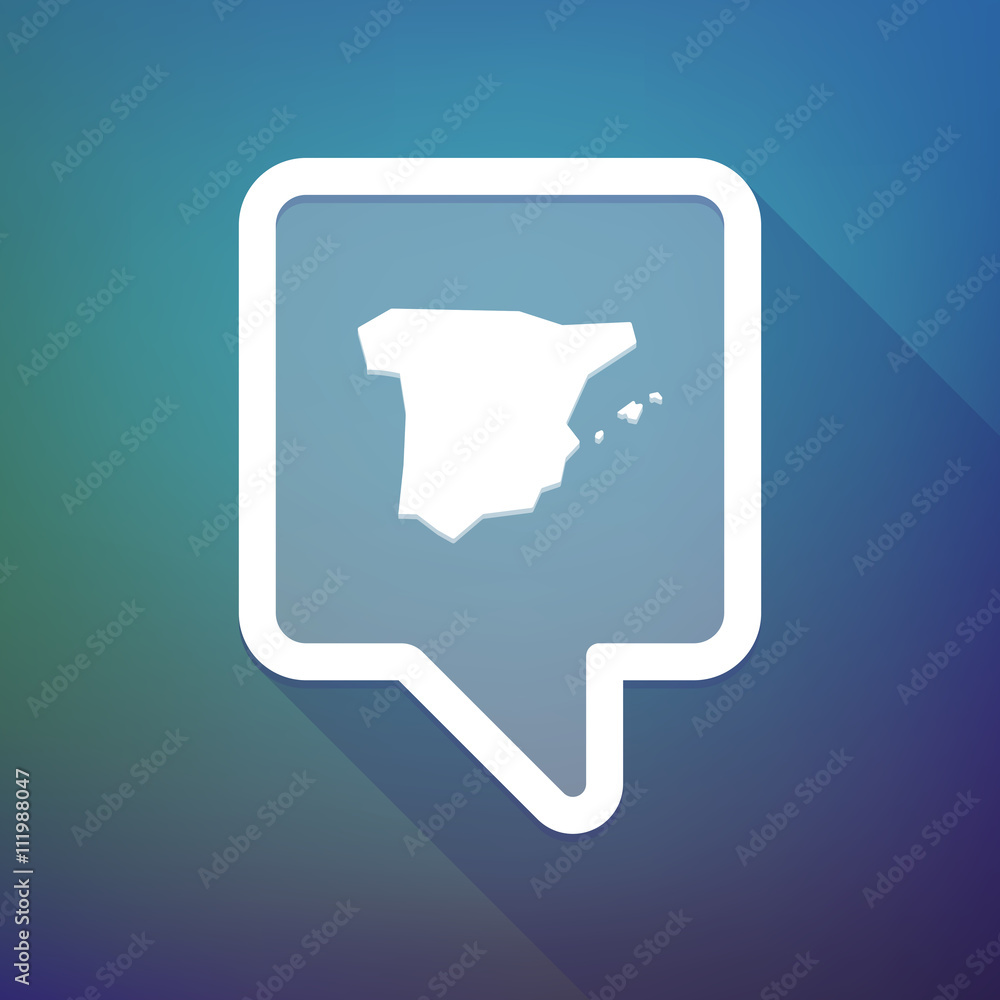 Long shadow tooltip icon on a gradient background with the map Long shadow tooltip icon on a gradient background with the map