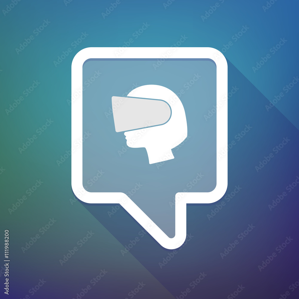 Long shadow tooltip icon on a gradient background  with  a femal