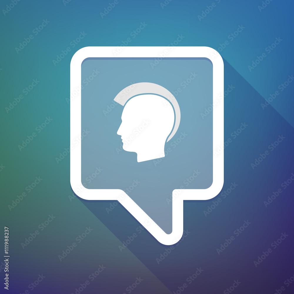 Long shadow tooltip icon on a gradient background with a male Long shadow tooltip icon on a gradient background with a male