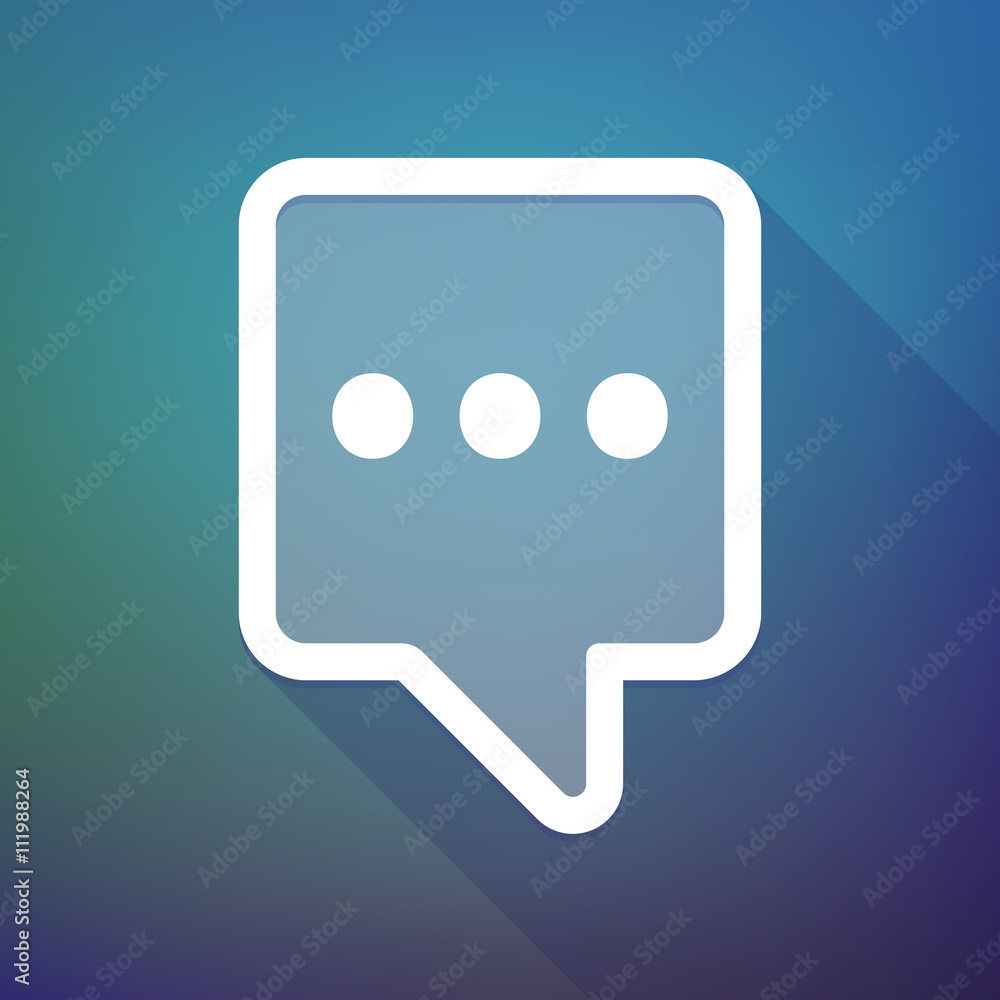 Long shadow tooltip icon on a gradient background with an elli Long shadow tooltip icon on a gradient background with an elli