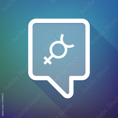 Long shadow tooltip icon on a gradient background  with  the mer photo