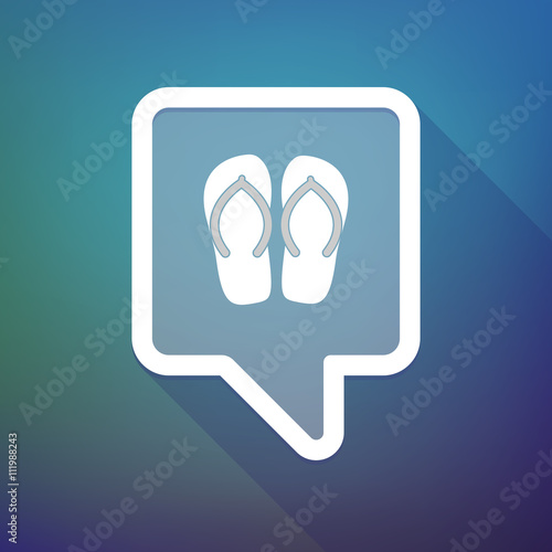 Long shadow tooltip icon on a gradient background  with  two bon