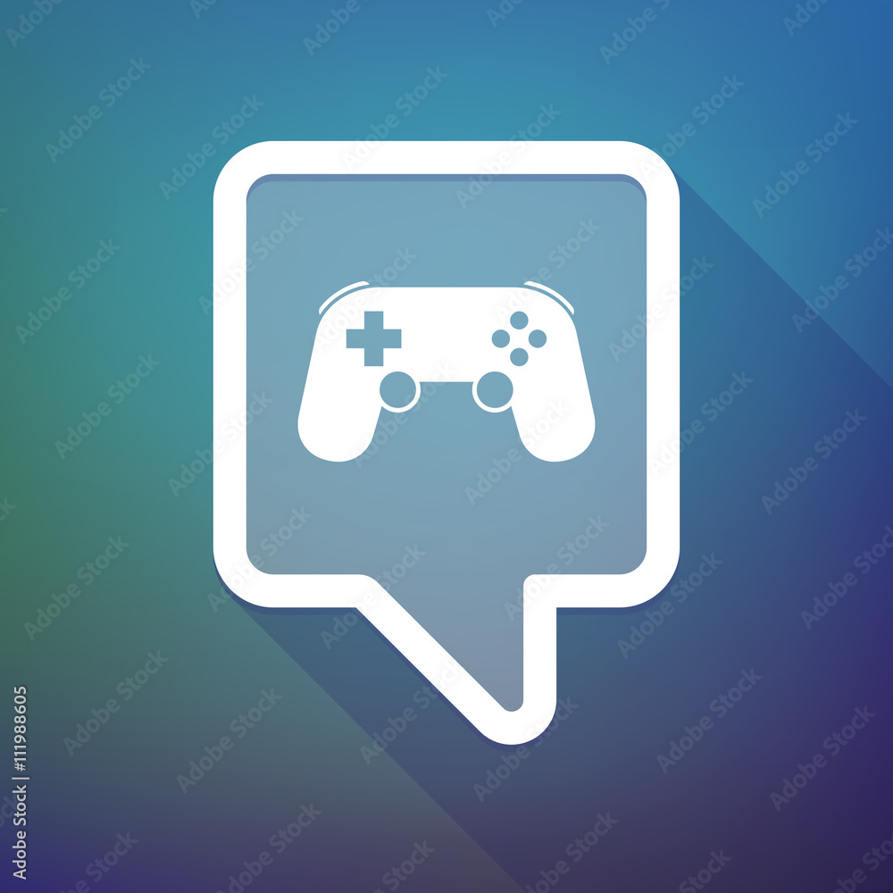 Long shadow tooltip icon on a gradient background with a game Long shadow tooltip icon on a gradient background with a game