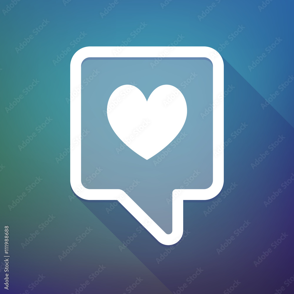 Long shadow tooltip icon on a gradient background with the hea Long shadow tooltip icon on a gradient background with the hea