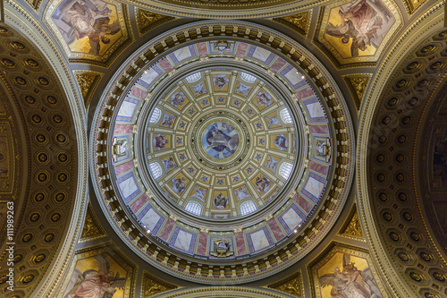 Painted dome of the Basilica of St. Stephen.Budapest
