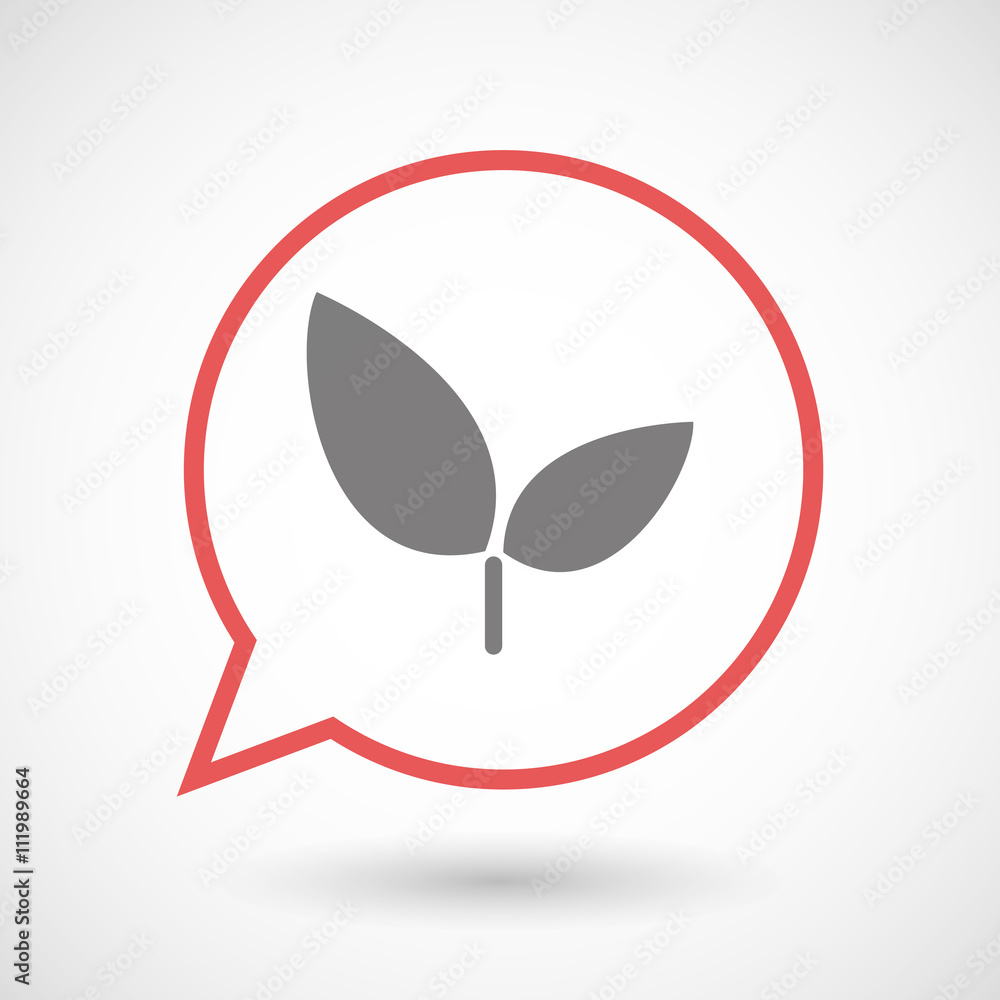 Isolated line art comic balloon with a plant Isolated line art comic balloon with a plant