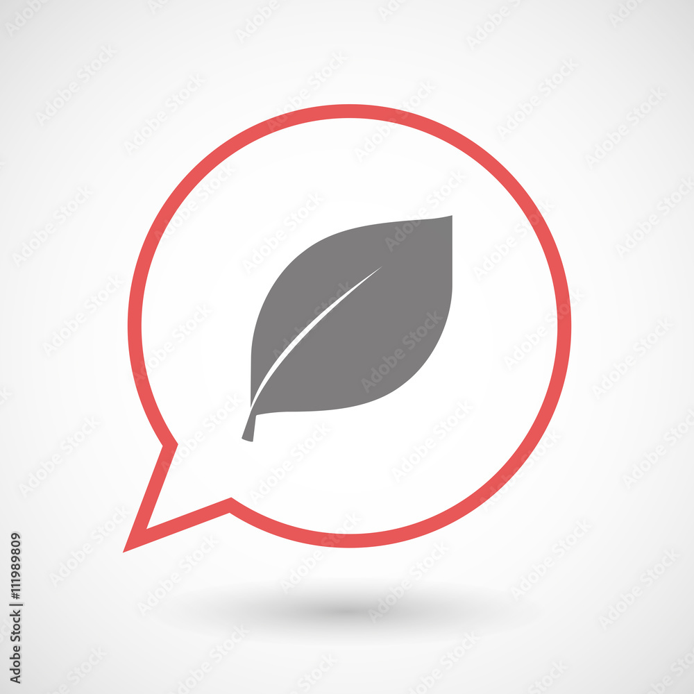 Isolated line art comic balloon with a leaf Isolated line art comic balloon with a leaf