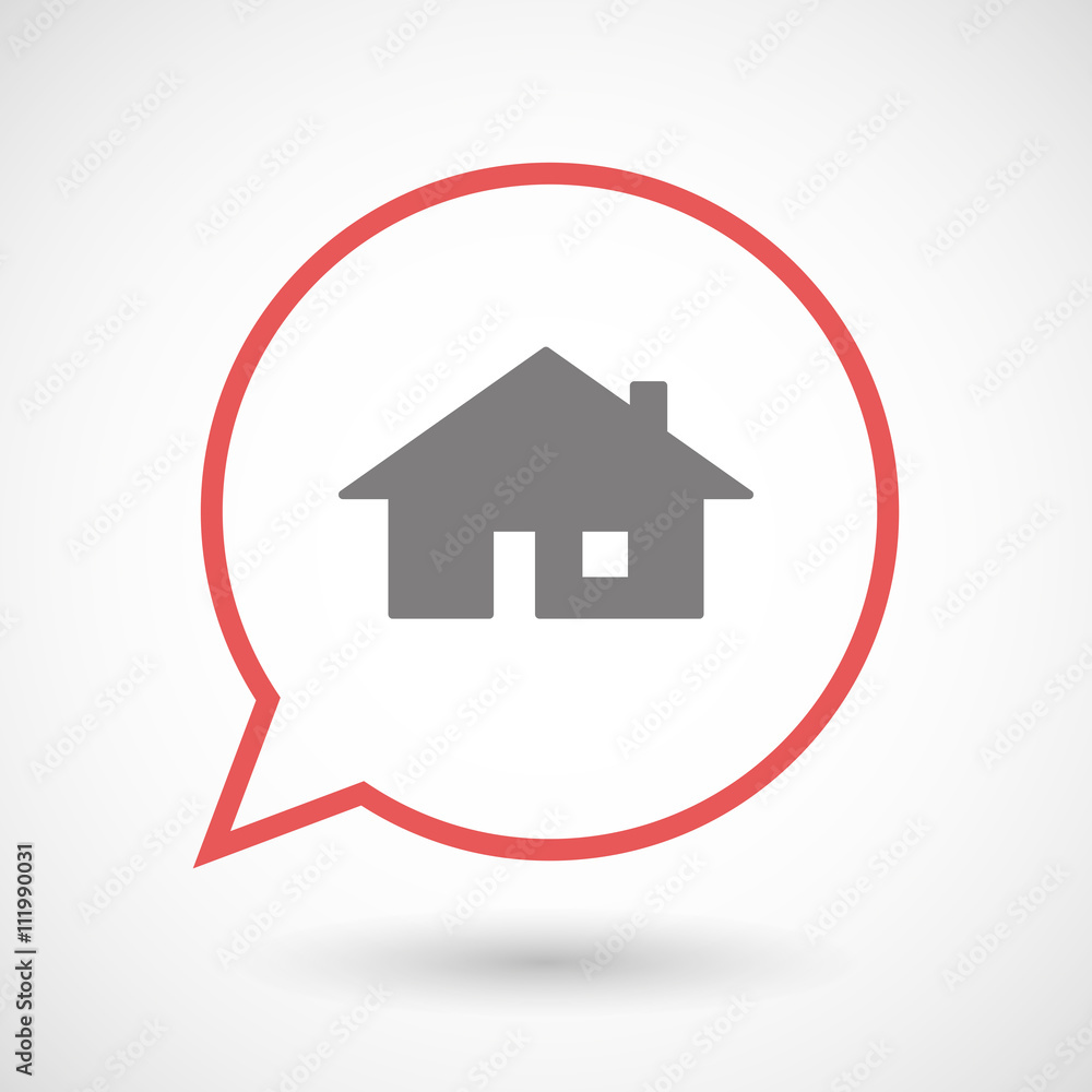 Isolated line art comic balloon with a house Isolated line art comic balloon with a house