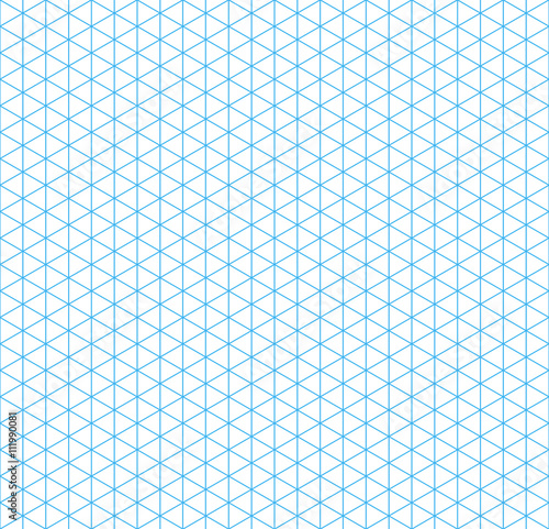 Cyan isometric grid with vertical guideline, seamless pattern