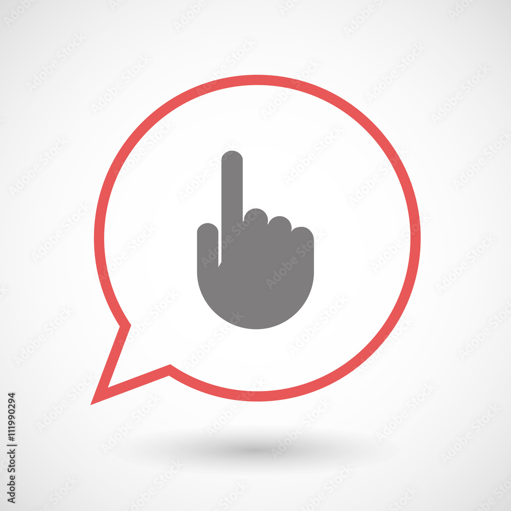 Isolated line art comic balloon with a pointing hand Isolated line art comic balloon with a pointing hand