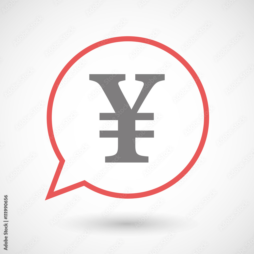 Isolated line art comic balloon with a yen sign Isolated line art comic balloon with a yen sign
