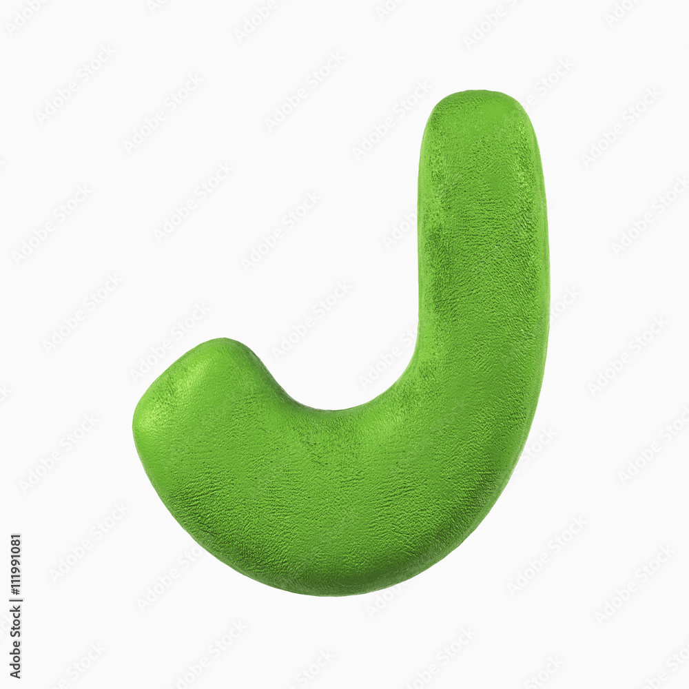 Plasticine Clay Font. J letter. 3d rendering isolated on white background Plasticine Clay Font. J letter. 3d rendering isolated on white background