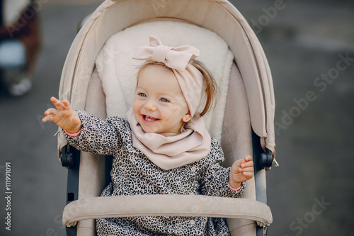 young family walking in the park
