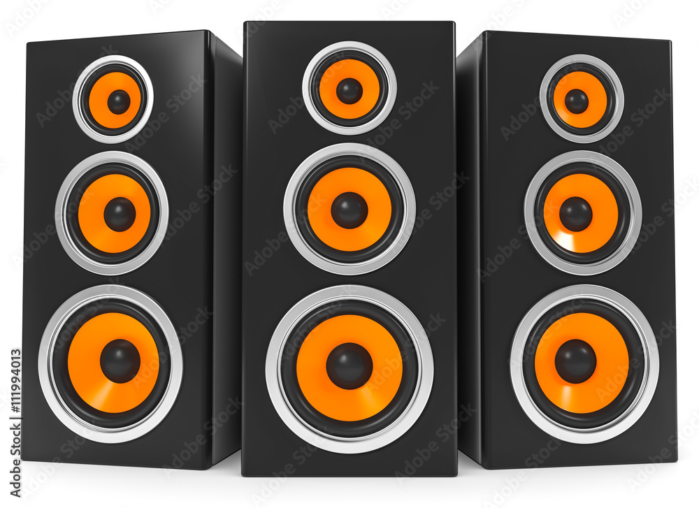 3d Lautsprecher machen laute Musik. Stock Illustration | Adobe Stock