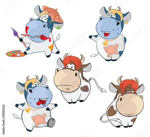 Set Cartoon Illustration. A Cute Cow for you Design. Cartoon Character