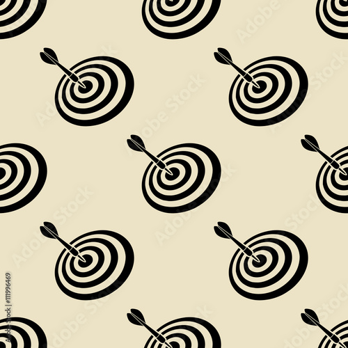 Icono plano patrón con dardo y diana sobre fondo beige