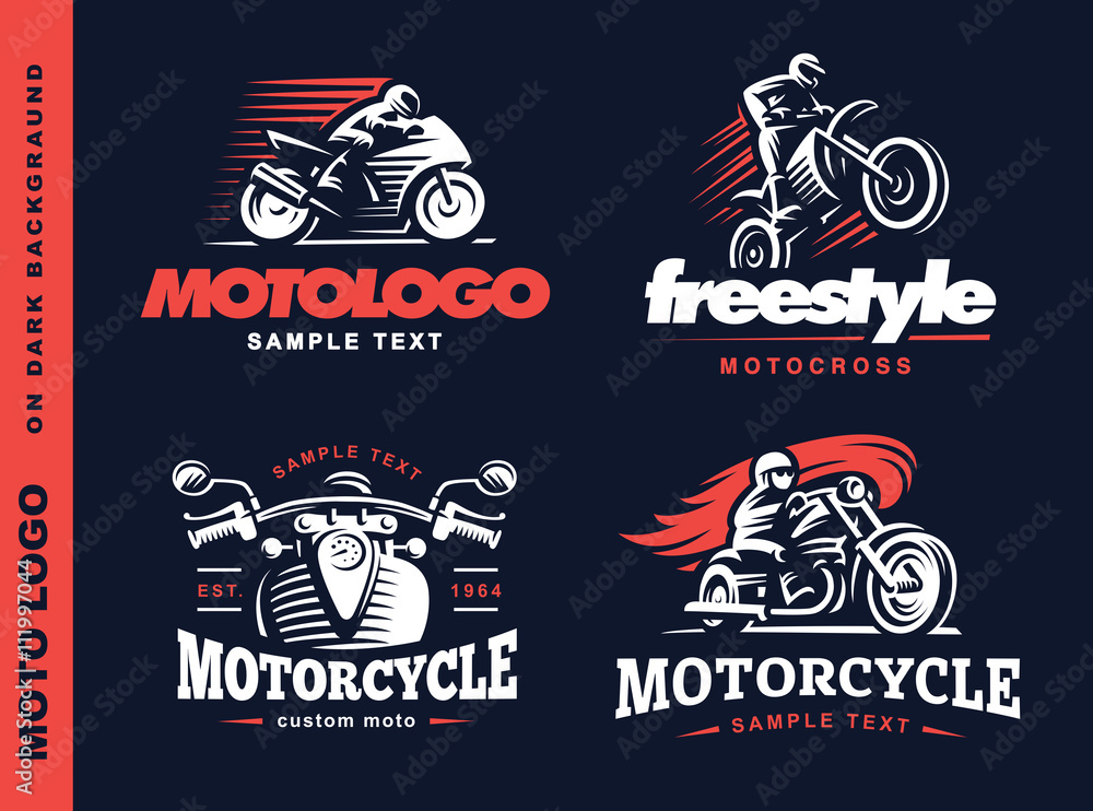 Fototapeta premium Motorcycle Shield emblem, logo design.