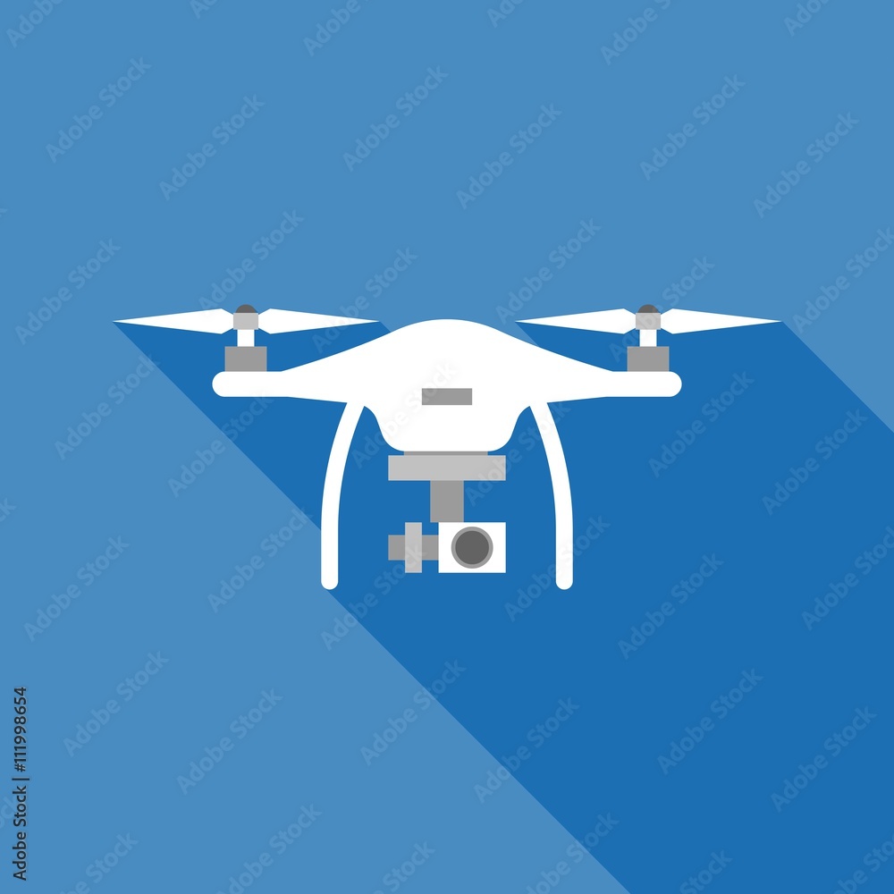 white drone vector with long shadow, flat design white drone vector with long shadow, flat design