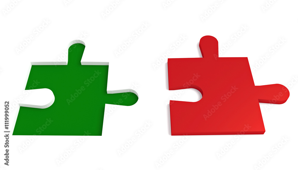 Obraz premium Italian flag, Puzzle piece, 3d illustration