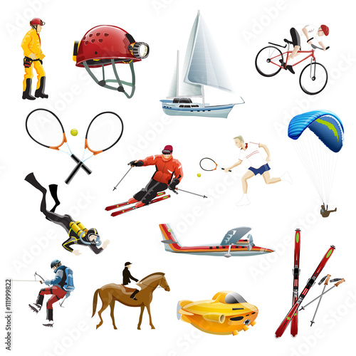 The vector illustration of extreme sport icons, collection