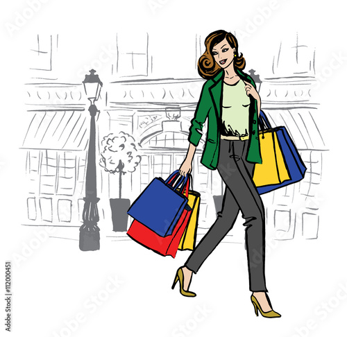 woman with shopping bags