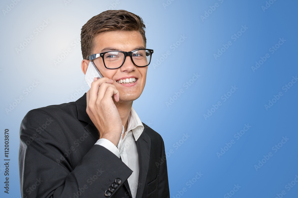 Portrait of a cheerful businessman talking on the phone Portrait of a cheerful businessman talking on the phone