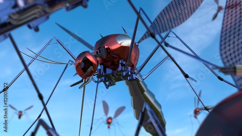 3D Rendered Robot Mosquito Swarm