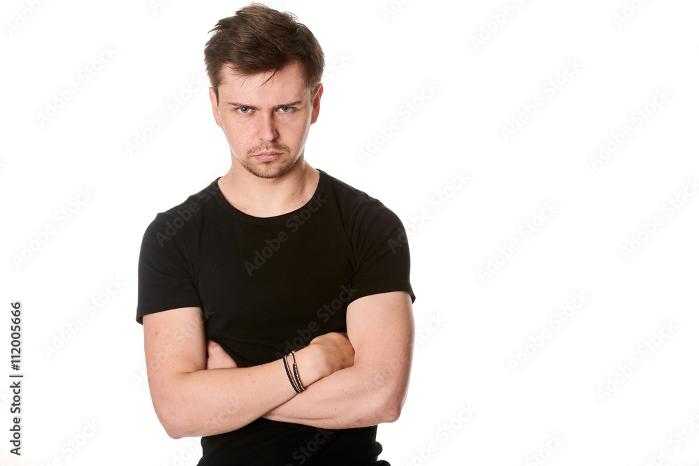 Portrait of serious young man, questioning expression,horizontal Portrait of serious young man, questioning expression,horizontal