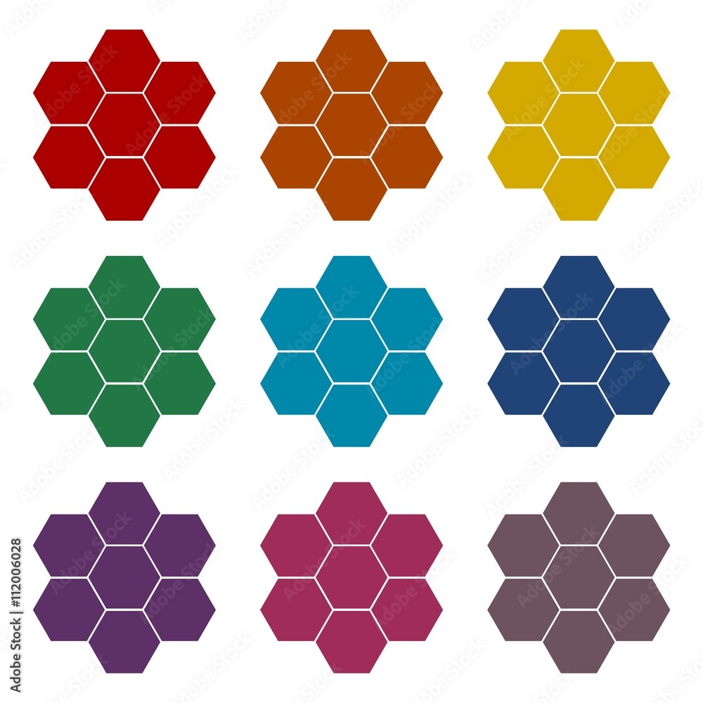 Honeycomb sign icons set Honeycomb sign icons set
