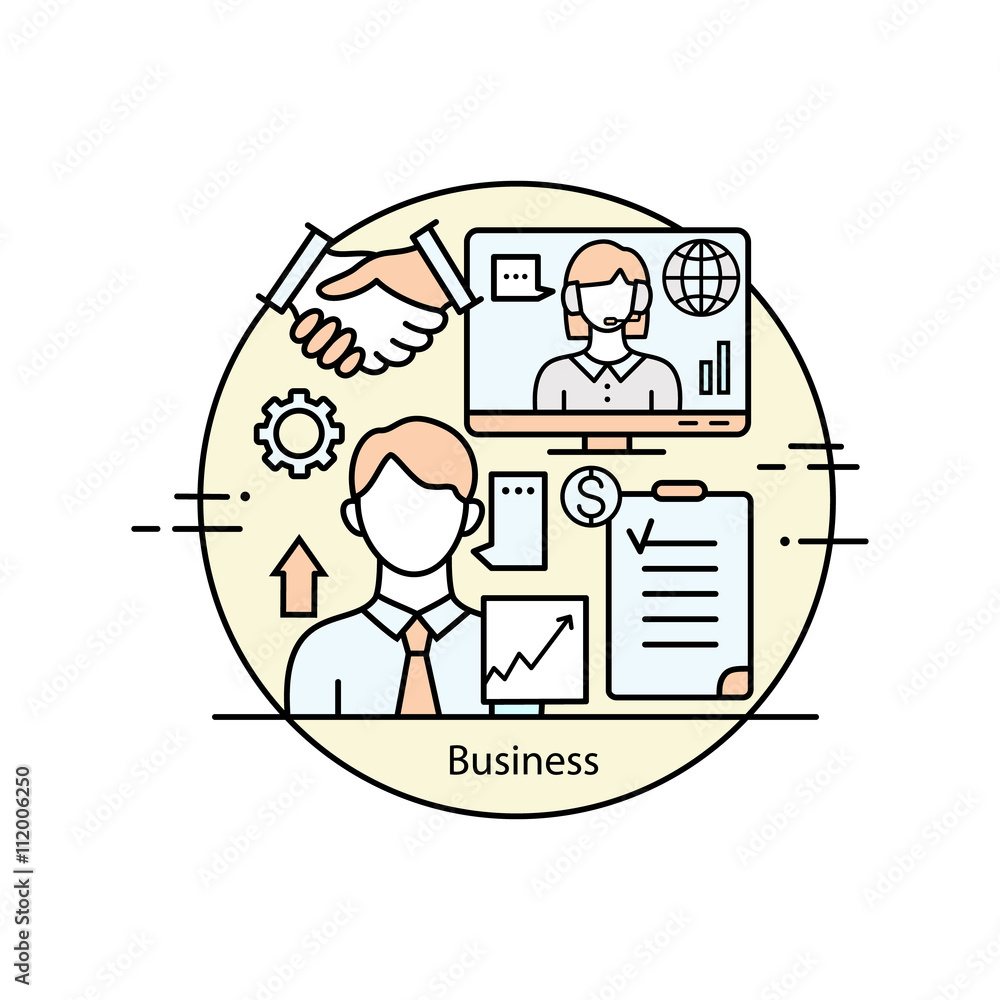 Modern thin line icons for business and management. Modern thin line icons for business and management.