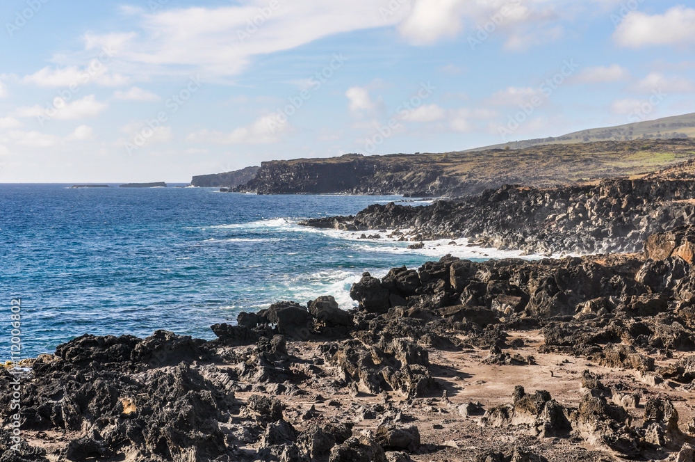 Coast near Ahu Tahai, Easter Island, Chile Coast near Ahu Tahai, Easter Island, Chile