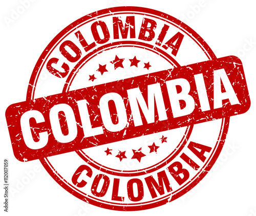 Colombia red grunge round vintage rubber stamp