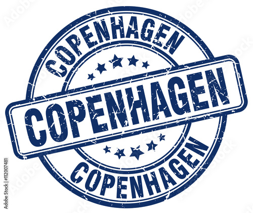 Photography Copenhagen blue grunge round vintage rubber stamp