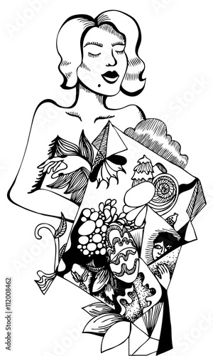 beautiful girl. Retro style
