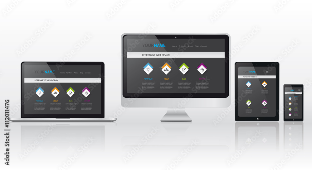 Obraz premium Modernes Web-Design Konzept mit responsive website,