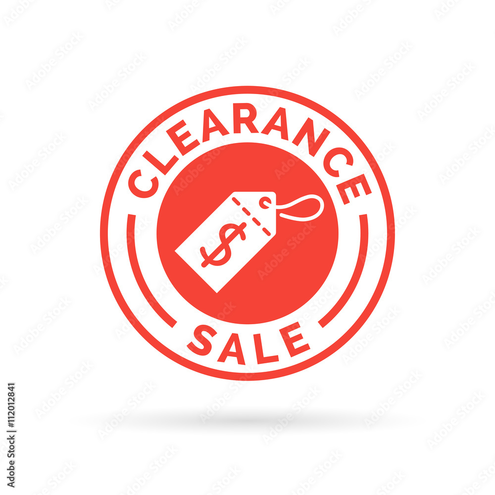 Special clearance sale promotion badge sign with red dollar label icon. Vector illustration. - obrazy, fototapety, plakaty 