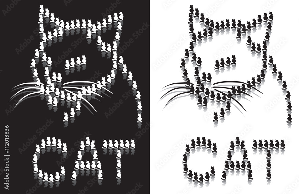 cat outline from parts