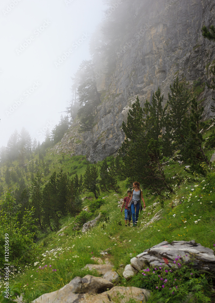 Young couple traveling in Prokletije Mountains, Montenegro