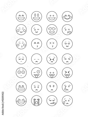 Outline Emoticon vector. Emoji vector. Smile icon set. Emoticon icon web - stock vector.