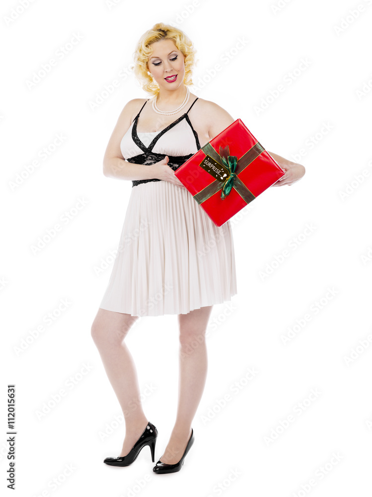 beautiful young woman with her christmas present. beautiful young woman with her christmas present.