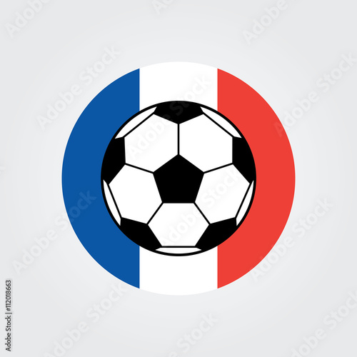  Euro 2016 France football championship with ball and france flag colors. Soccer cup  football championship. A soccer ball on a France flag.