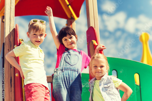 group of happy kids on children playground