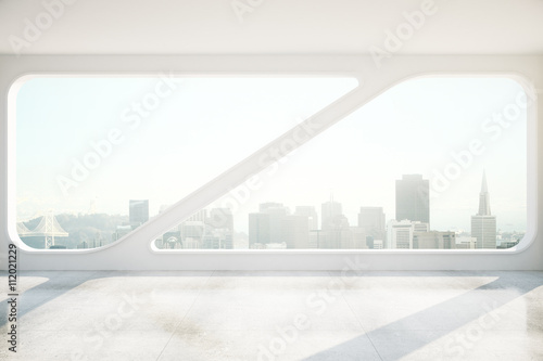 Concrete interior with panoramic window © peshkova